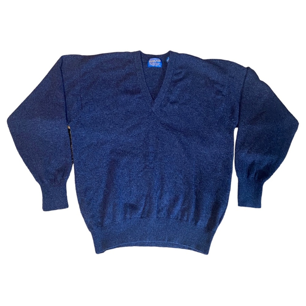 Pendleton Woolen Mills Sweater Men's L Lambswool Knit Navy Blue 100% Virgin Wool
